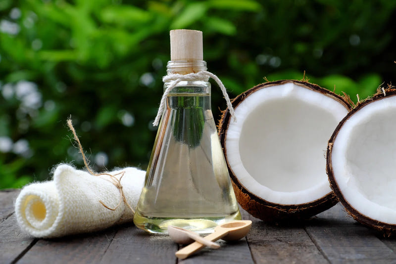A bottle of DIY Amla and coconut hair oil.